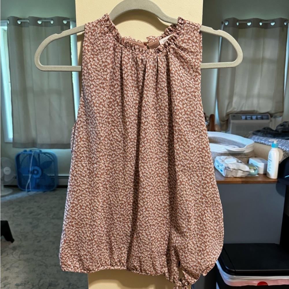 Pink floral blouse